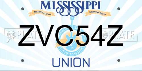 ZVC54Z Mississippi License Plate