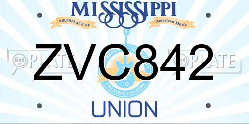 ZVC842 Mississippi License Plate
