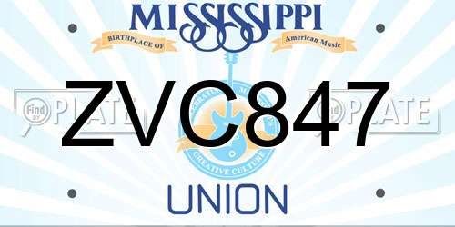 ZVC847 Mississippi License Plate