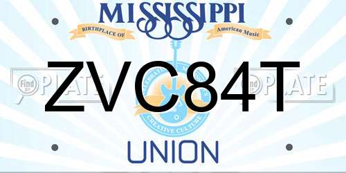 ZVC84T Mississippi License Plate
