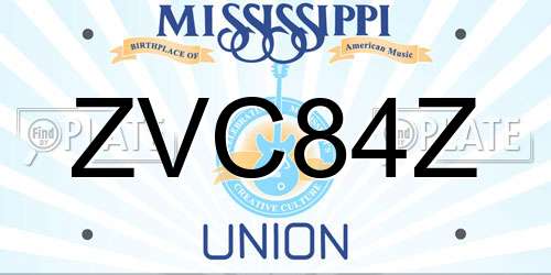 ZVC84Z Mississippi License Plate