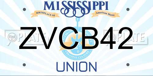 ZVCB42 Mississippi License Plate