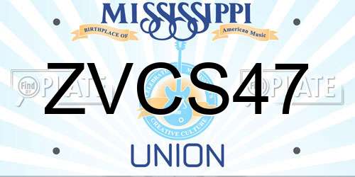 ZVCS47 Mississippi License Plate