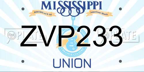 ZVP233 Mississippi License Plate