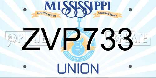 ZVP733 Mississippi License Plate