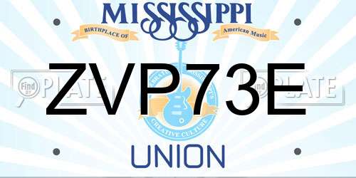 ZVP73E Mississippi License Plate