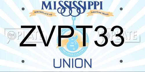 ZVPT33 Mississippi License Plate
