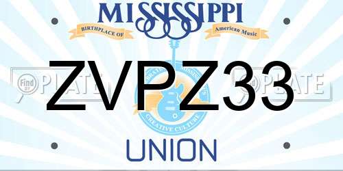 ZVPZ33 Mississippi License Plate