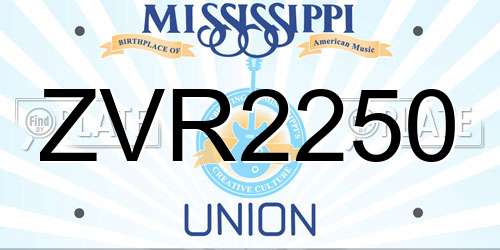 ZVR2250 Mississippi License Plate