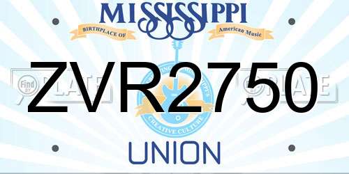 ZVR2750 Mississippi License Plate
