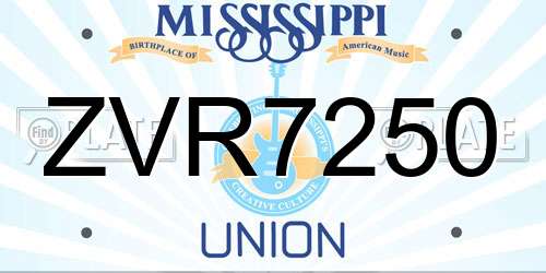 ZVR7250 Mississippi License Plate
