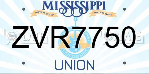 ZVR7750 Mississippi License Plate