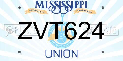 ZVT624 Mississippi License Plate