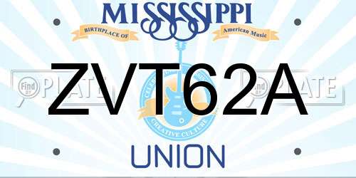 ZVT62A Mississippi License Plate