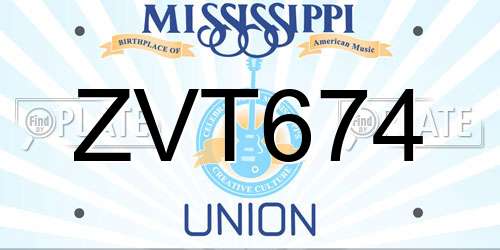 ZVT674 Mississippi License Plate