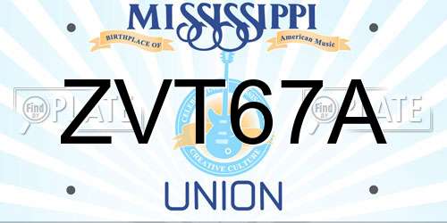 ZVT67A Mississippi License Plate