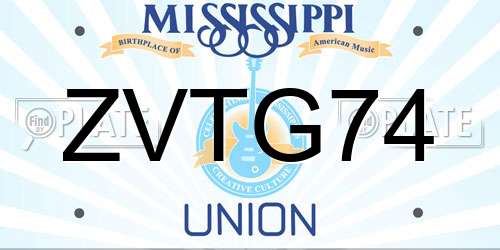ZVTG74 Mississippi License Plate