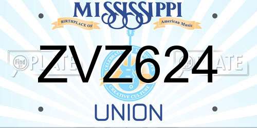 ZVZ624 Mississippi License Plate