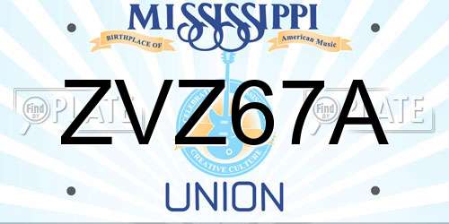 ZVZ67A Mississippi License Plate
