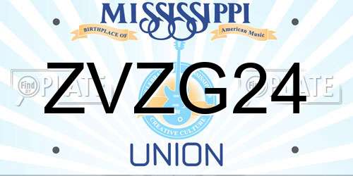 ZVZG24 Mississippi License Plate