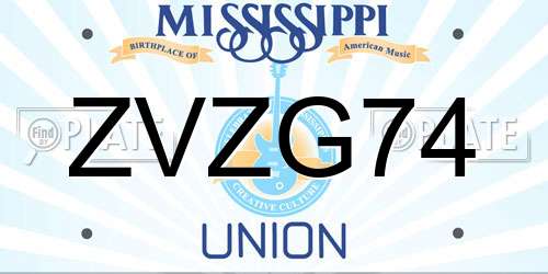 ZVZG74 Mississippi License Plate