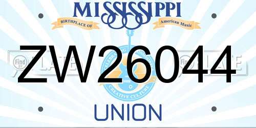 ZW26044 Mississippi License Plate