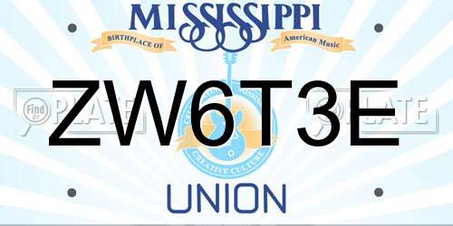 ZW6T3E Mississippi License Plate