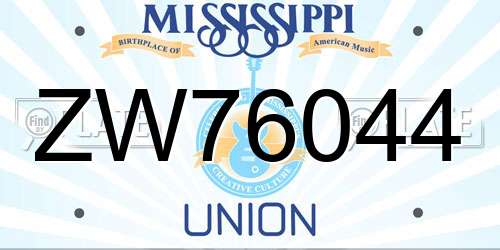 ZW76044 Mississippi License Plate