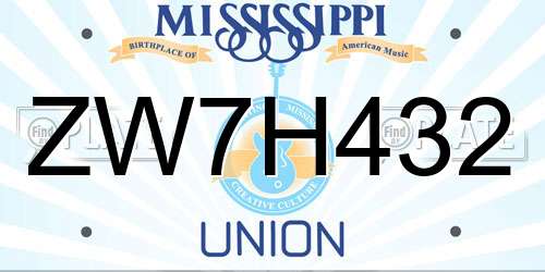 ZW7H432 Mississippi License Plate