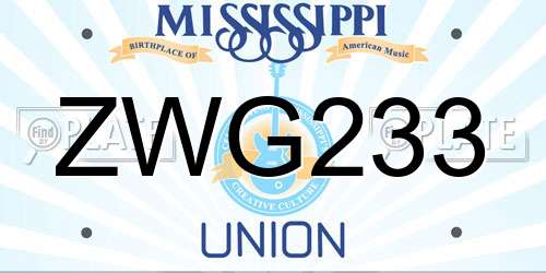 ZWG233 Mississippi License Plate