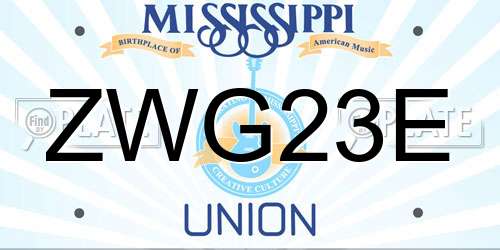ZWG23E Mississippi License Plate