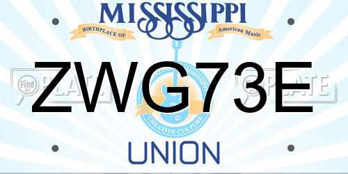 ZWG73E Mississippi License Plate