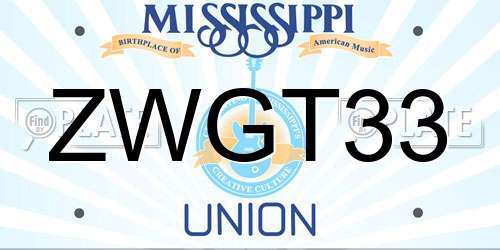 ZWGT33 Mississippi License Plate