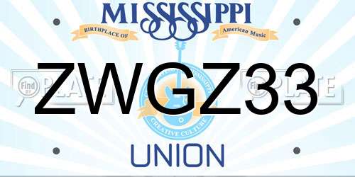 ZWGZ33 Mississippi License Plate