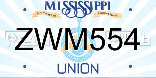 ZWM554 Mississippi License Plate
