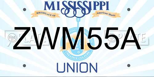 ZWM55A Mississippi License Plate