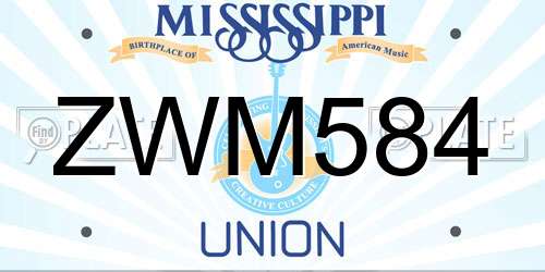 ZWM584 Mississippi License Plate