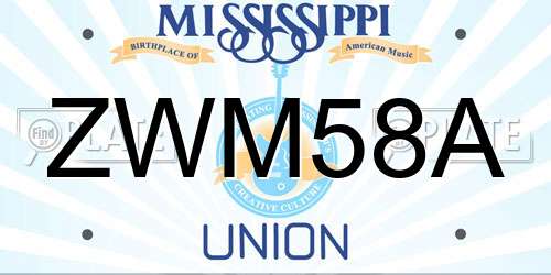 ZWM58A Mississippi License Plate