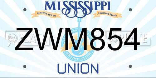 ZWM854 Mississippi License Plate
