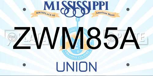 ZWM85A Mississippi License Plate