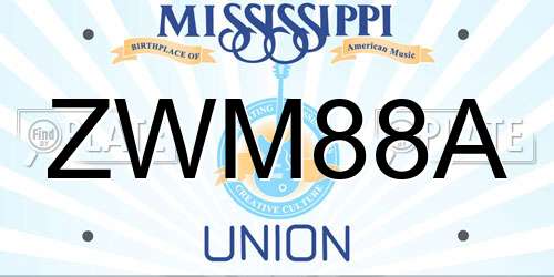 ZWM88A Mississippi License Plate