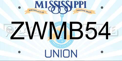 ZWMB54 Mississippi License Plate