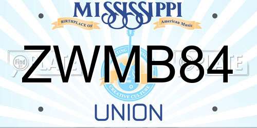 ZWMB84 Mississippi License Plate