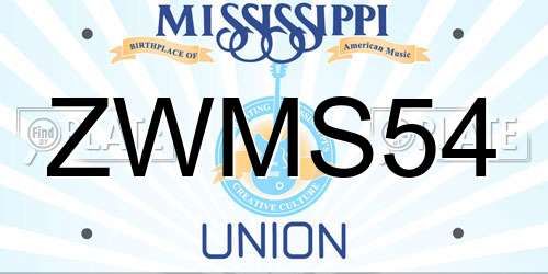 ZWMS54 Mississippi License Plate