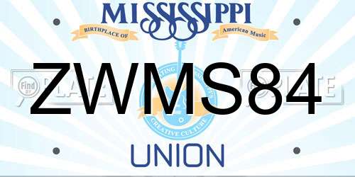 ZWMS84 Mississippi License Plate