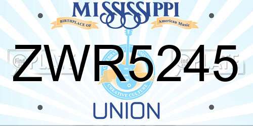 ZWR5245 Mississippi License Plate