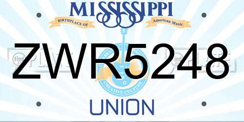 ZWR5248 Mississippi License Plate