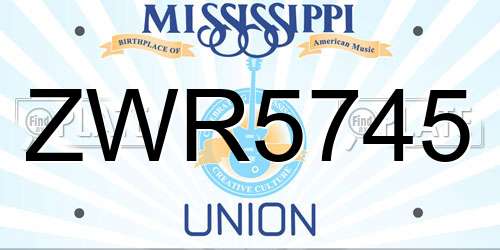 ZWR5745 Mississippi License Plate