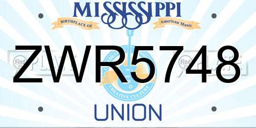 ZWR5748 Mississippi License Plate