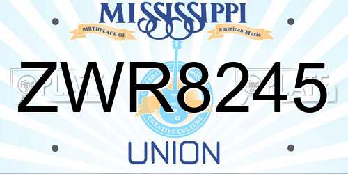 ZWR8245 Mississippi License Plate